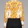 Turndown Collar Retro Geometric Blouse - Image 3