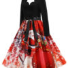 V Neck Christmas Pattern Swing Dress - Image 2