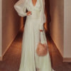 V-Neck Sequins Long Sleeves Layered Semi Formal Party Dress