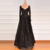 V-Neck Sexy Flowers Beading Long Sleeves Evening Gowns - Image 5