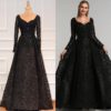 V-Neck Sexy Flowers Beading Long Sleeves Evening Gowns - Image 6