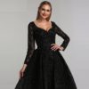 V-Neck Sexy Flowers Beading Long Sleeves Evening Gowns - Image 3
