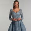 V-Neck Sexy Flowers Beading Long Sleeves Evening Gowns - Image 13