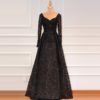 V-Neck Sexy Flowers Beading Long Sleeves Evening Gowns - Image 4