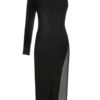 V-Neck Zipper Long Sleeves Color Block Layered Semi Formal Party Dresses - Image 2