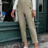 Vintage Button High Waist Zipper Harem Pants