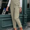 Vintage Button High Waist Zipper Harem Pants - Image 2