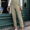 Vintage Button High Waist Zipper Harem Pants - Image 3