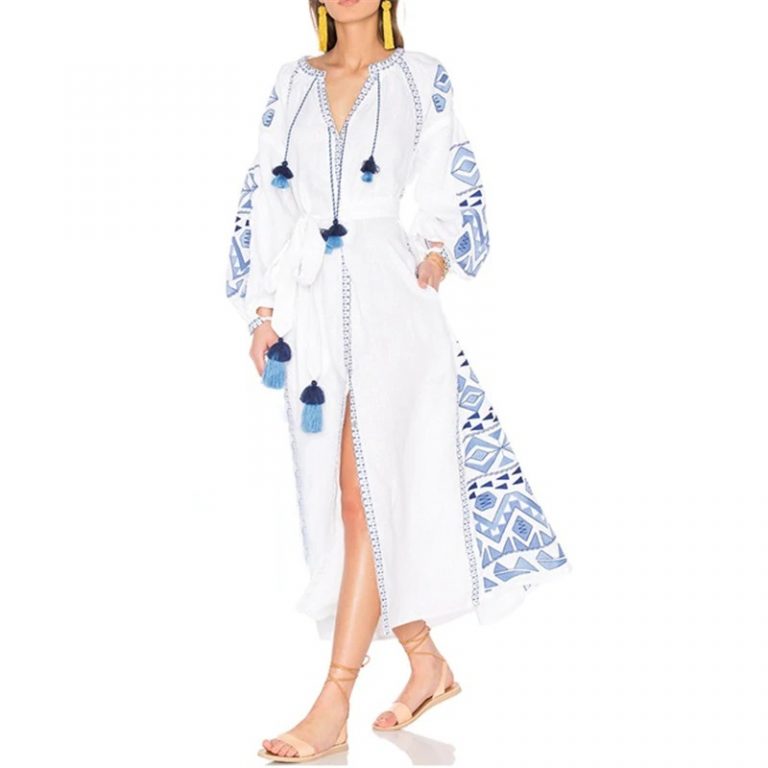 Vintage Mexican Embroidery Long Maxi Dress - Image 2