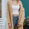 Vintage Casual   Long sleeve pocket Mohair Long Cardigan Sweaters - Image 3