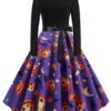 Vintage Printed Jewel Neck Rockabilly Dress