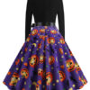 Vintage Printed Jewel Neck Rockabilly Dress - Image 3