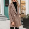 Vintage plaid Elegant office ladies Long sleeve coat