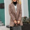 Vintage plaid Elegant office ladies Long sleeve coat - Image 2