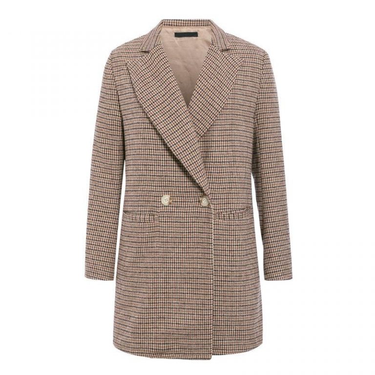 Vintage plaid Elegant office ladies Long sleeve coat - Image 6