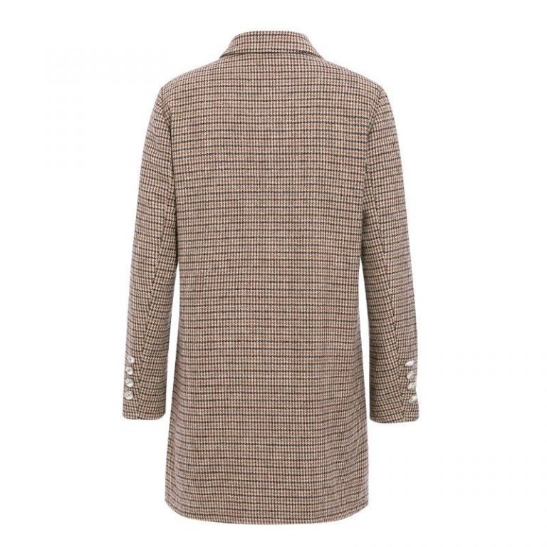 Vintage plaid Elegant office ladies Long sleeve coat - Image 7