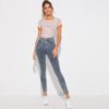 Zipper Fly Streetwear Mid Waist Buttoned Skinny Casual Denim Jeans - Image 5