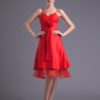 A-line Satin Floral Straps Knee-Length Fashion Bridesmaid Dress
