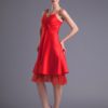 A-line Satin Floral Straps Knee-Length Fashion Bridesmaid Dress - Image 3