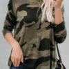 Camo Sweatshirt Long Sleeve Round Neck Pullover Top