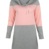 Casual Shawl Collar Drawstring Two Tone Longline Pullover Sweatshirt - Image 3