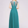Chiffon A Line Illusion Neck Sleeveless Floor Length Wedding Party Prom Bridesmaid Dress - Image 2