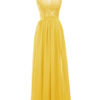 Chiffon A Line Illusion Neck Sleeveless Floor Length Wedding Party Prom Bridesmaid Dress - Image 3