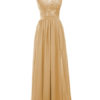 Chiffon A Line Illusion Neck Sleeveless Floor Length Wedding Party Prom Bridesmaid Dress - Image 4