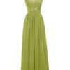 Chiffon A Line Illusion Neck Sleeveless Floor Length Wedding Party Prom Bridesmaid Dress - Image 6