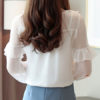 Chiffon V Neck Layered Casual Printed Embroidered Ruffles Long Sleeves Tops - Image 3