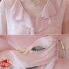Chiffon V Neck Layered Casual Printed Embroidered Ruffles Long Sleeves Tops - Image 5