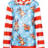 Christmas Pullover Stripe Printed Oversized Hooded Sweatshirt