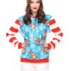 Christmas Pullover Stripe Printed Oversized Hooded Sweatshirt - Image 2