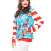 Christmas Pullover Stripe Printed Oversized Hooded Sweatshirt - Image 3