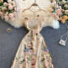 Elegant Embroidered Flower Round Neck Short Sleeve Dress