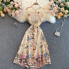 Elegant Embroidered Flower Round Neck Short Sleeve Dress - Image 2