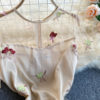 Elegant Embroidered Flower Round Neck Short Sleeve Dress - Image 26