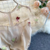 Elegant Embroidered Flower Round Neck Short Sleeve Dress - Image 27