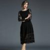 Elegant Lace Full Sleeve O-Neck Long Party Dress - Image 2