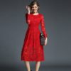 Elegant Lace Full Sleeve O-Neck Long Party Dress - Image 3