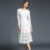 Elegant Lace Full Sleeve O-Neck Long Party Dress - Image 5