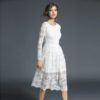 Elegant Lace Full Sleeve O-Neck Long Party Dress - Image 6