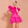 Elegant Solid Color Ruffles Mini Dress