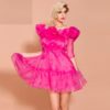 Elegant Solid Color Ruffles Mini Dress - Image 2