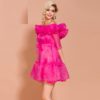 Elegant Solid Color Ruffles Mini Dress - Image 4