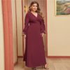Embroidered Floral Wrap Belted Elegant Maxi Dress - Image 4