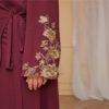 Embroidered Floral Wrap Belted Elegant Maxi Dress - Image 5