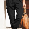 Fashion Solid Color Pocket Cargo Pants - Image 3