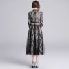 Floral Embroidery Stand Collar Hollow Out Long Party Dress - Image 5