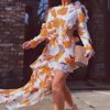 Flower Print Elegant Beach Maxi Dress